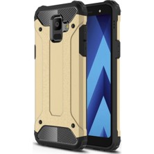 Caseart Samsung Galaxy A6 2018 Kapak Çift Katmanlı Zırh Tank Kılıf Gold