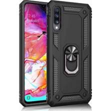 Caseart Samsung Galaxy A70 Kapak Military Yüzüklü Stantlı Panzer Tank Kılıf Kırmızı