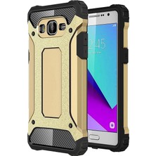 Caseart Samsung Galaxy J2 Prime Kapak Çift Katmanlı Zırh Tank Kılıf Gold