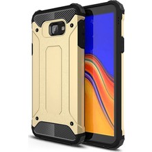 Caseart Samsung Galaxy J4 Plus Kapak Çift Katmanlı Zırh Tank Kılıf Gold