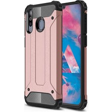 Caseart Samsung Galaxy M30 Kapak Çift Katmanlı Zırh Tank Kılıf Rose Gold