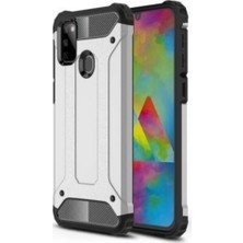 Caseart Samsung Galaxy M31 Kapak Çift Katmanlı Zırh Tank Kılıf Gri
