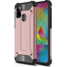 Caseart Samsung Galaxy M31 Kapak Çift Katmanlı Zırh Tank Kılıf Rose Gold