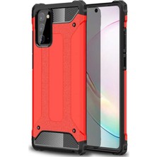 Caseart Samsung Galaxy Note 20 Kapak Çift Katmanlı Zırh Tank Kılıf Kırmızı
