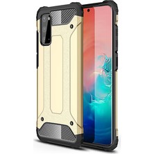 Caseart Samsung Galaxy S20 Kapak Çift Katmanlı Zırh Tank Kılıf Gold