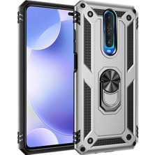 Caseart Xiaomi K30 Kapak Military Yüzüklü Stantlı Panzer Tank Kılıf Gri
