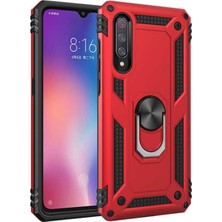 Caseart Xiaomi Mi 9 Kapak Military Yüzüklü Stantlı Panzer Tank Kılıf Kırmızı