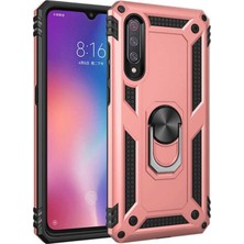 Caseart Xiaomi Mi 9 Kapak Military Yüzüklü Stantlı Panzer Tank Kılıf Rose Gold