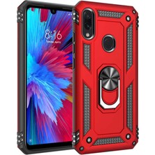 Caseart Xiaomi Redmi Note 7 Kapak Military Yüzüklü Stantlı Panzer Tank Kılıf Kırmızı