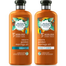 Herbal Şampuan Altın Moringa Yağı 400 ml & Saç Bakım Kremi 360 ml