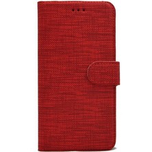 Kvy Apple iPhone 7 Plus Spor Kumaş Cüzdan Kılıf Kırmızı