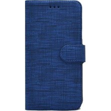 Kvy Apple iPhone 7 Plus Spor Kumaş Cüzdan Kılıf Mavi
