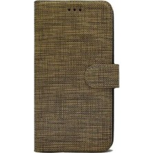 Kvy Oppo A52 Spor Kumaş Cüzdan Kılıf Kahverengi