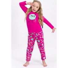 RolyPoly Pizza Monster Yawn Fuşya Kız Çocuk Pijama Takımı
