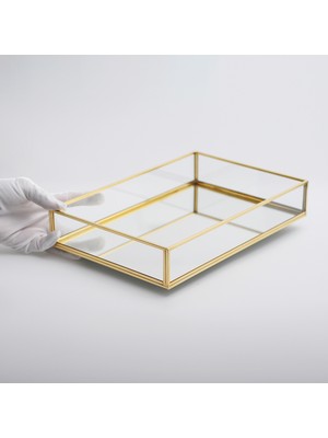El Crea Designs Tepsi Ayna Tabanlı Söz Nişan Sunum Masası Gold Pirinç Brass