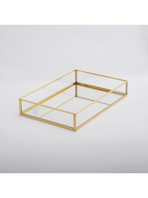 El Crea Designs Tepsi Ayna Tabanlı Söz Nişan Sunum Masası Gold Pirinç Brass