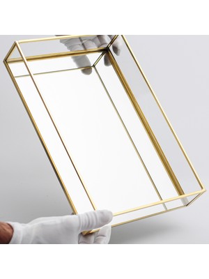 El Crea Designs Tepsi Ayna Tabanlı Söz Nişan Sunum Masası Gold Pirinç Brass
