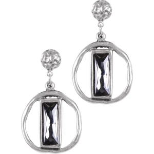 Kadın Antik Gümüş Kaplama Swarovski Taşlı Saturn Küpe