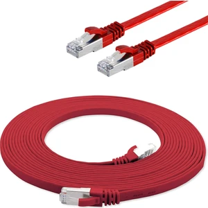 CAT7 Yassı FTP  Ethernet (Network, LAN) Kablosu, Kırmızı, 5 metre