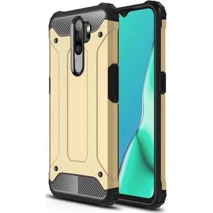 Caseart Oppo A9 2020 Kapak Çift Katmanlı Zırh Tank Kılıf Gold