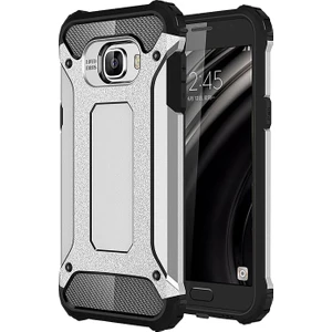 Caseart Samsung Galaxy C5 Pro Kapak Çift Katmanlı Zırh Tank Kılıf Gri