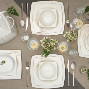 Fine Bone New Together Alone Gold 12 Kişilik 60 Parça Kare Yemek Takımı