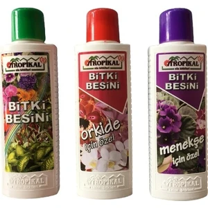 Tropikal Bitki Besini 225 ml Menekşe Için + Orkide Için + Yeşil Yapraklı Bitkiler Için