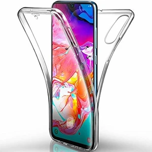 Samsung Galaxy A70 360 Derece Kılıf Kristal Silikon Soft Ön Arka Şeffaf