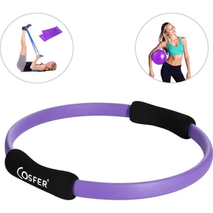 Spor Byfit Pilates Çemberi - Pilates Bandı ve Denge Topu - 3 Lü Pilates Seti - Mor