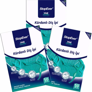 StopEver Kürdanlı Diş İpi 3'lü Paket 3 x 50 - 150