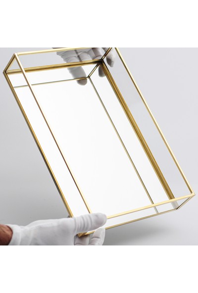 El Crea Designs Tepsi Ayna Tabanlı Söz Nişan Sunum Masası Gold Pirinç Brass