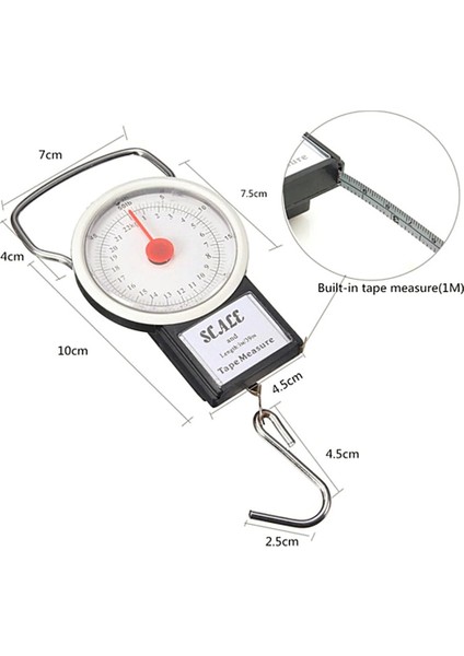 22 KG/50LB Kancalı Tartı Aleti 1 Metre Mezuralı Askılı Balıkçı Terazisi