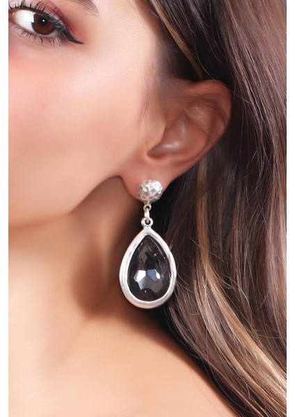 Kadın Antik Gümüş Kaplama Swarovski Taşlı Damla Küpe fırsatları