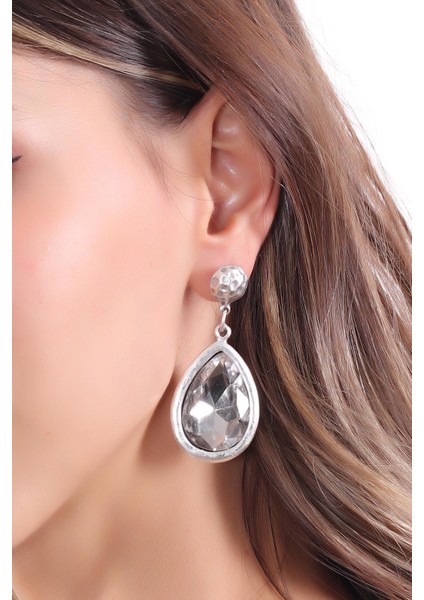 Kadın Antik Gümüş Kaplama Swarovski Taşlı Damla Küpe fiyatları