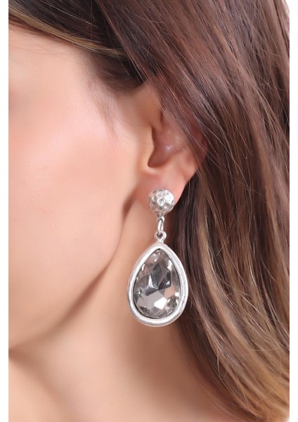 Kadın Antik Gümüş Kaplama Swarovski Taşlı Damla Küpe modelleri