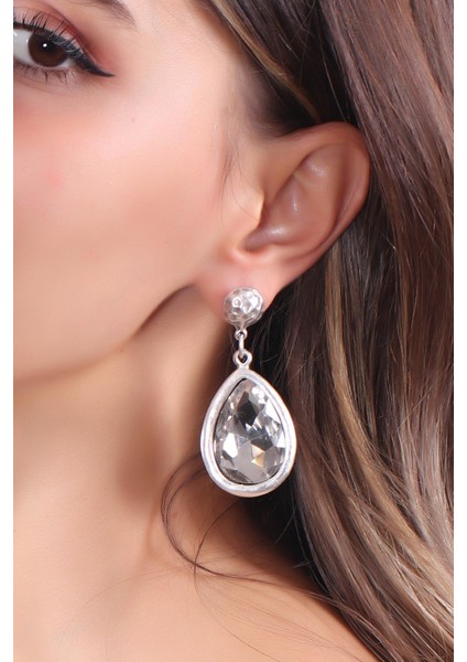 Kadın Antik Gümüş Kaplama Swarovski Taşlı Damla Küpe fırsatları