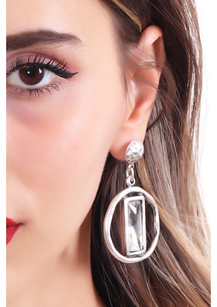 Kadın Antik Gümüş Kaplama Swarovski Taşlı Saturn Küpe fiyatları