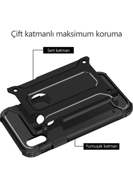 Apple iPhone 5s Kapak Çift Katmanlı Zırh Tank Kılıf Siyah