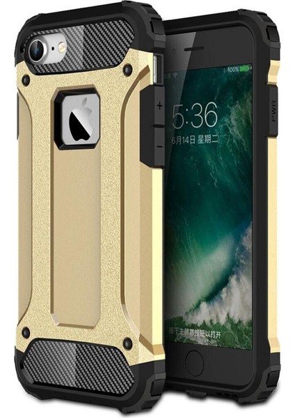 Apple iPhone 6 Plus / 6s Plus Kapak Çift Katmanlı Zırh Tank Kılıf Gold