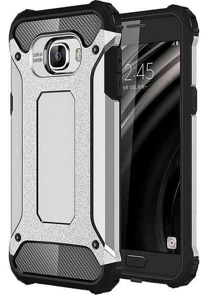 Samsung Galaxy C5 Kapak Çift Katmanlı Zırh Tank Kılıf Gri