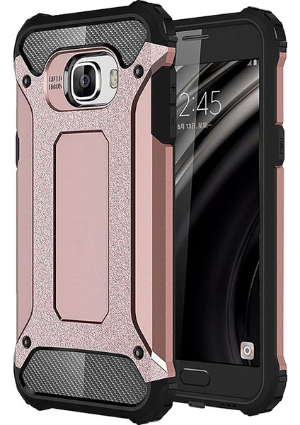 Samsung Galaxy C5 Kapak Çift Katmanlı Zırh Tank Kılıf Rose Gold