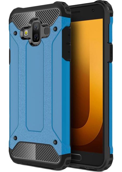 Samsung Galaxy J7 Duo Kapak Çift Katmanlı Zırh Tank Kılıf Lacivert