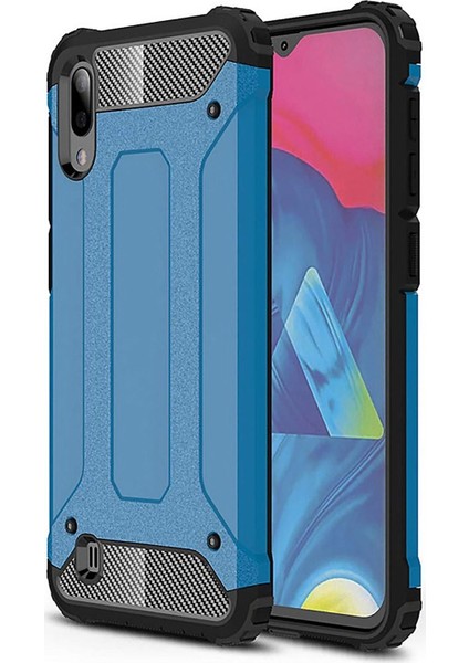 Samsung Galaxy M10 Kapak Çift Katmanlı Zırh Tank Kılıf Lacivert