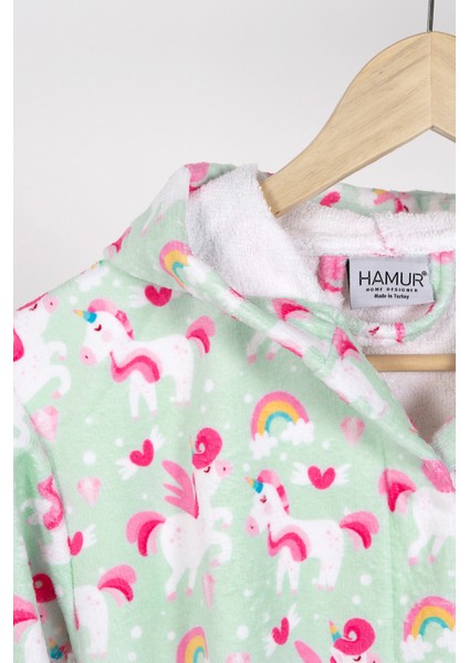 Pony Mint Kapşonlu Bebek Çocuk Bornozu 1-2 Yaş modelleri