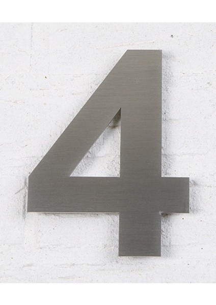 Kapı Numarası 15 cm No 4. Kendinden Yapışkanlı Paslanmaz Çelik