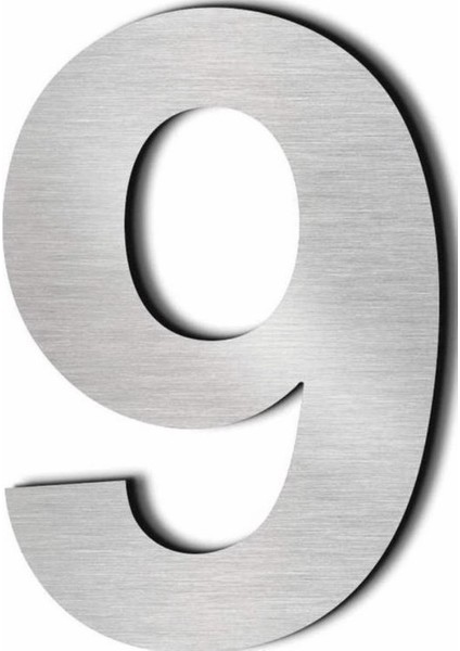 Kapı Numarası 15 cm No 9. Kendinden Yapışkanlı Paslanmaz Çelik