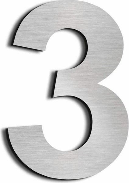Kapı Numarası 15 cm No 3. Kendinden Yapışkanlı Paslanmaz Çelik