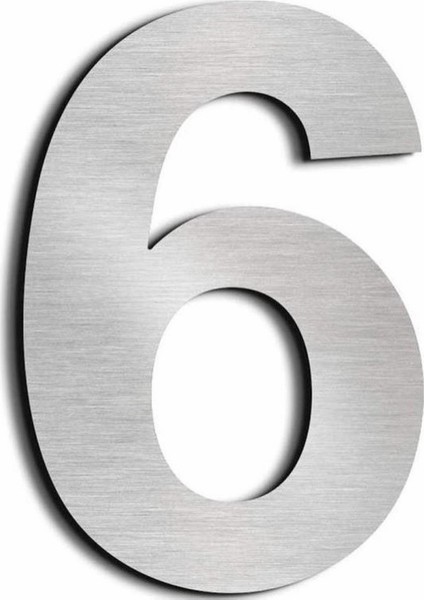 Kapı Numarası 10 cm No 6, Paslanmaz Çelik Kendinden Yapışkanlı