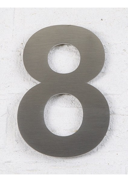 Kapı Numarası 15 cm No 8. Kendinden Yapışkanlı Paslanmaz Çelik