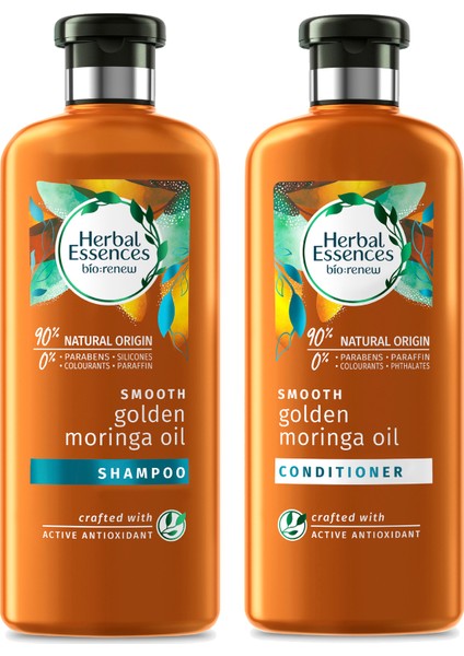 Herbal Şampuan Altın Moringa Yağı 400 ml & Saç Bakım Kremi 360 ml